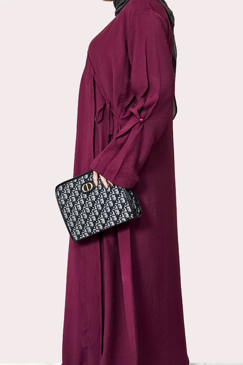 Burgundy Wrap Abaya