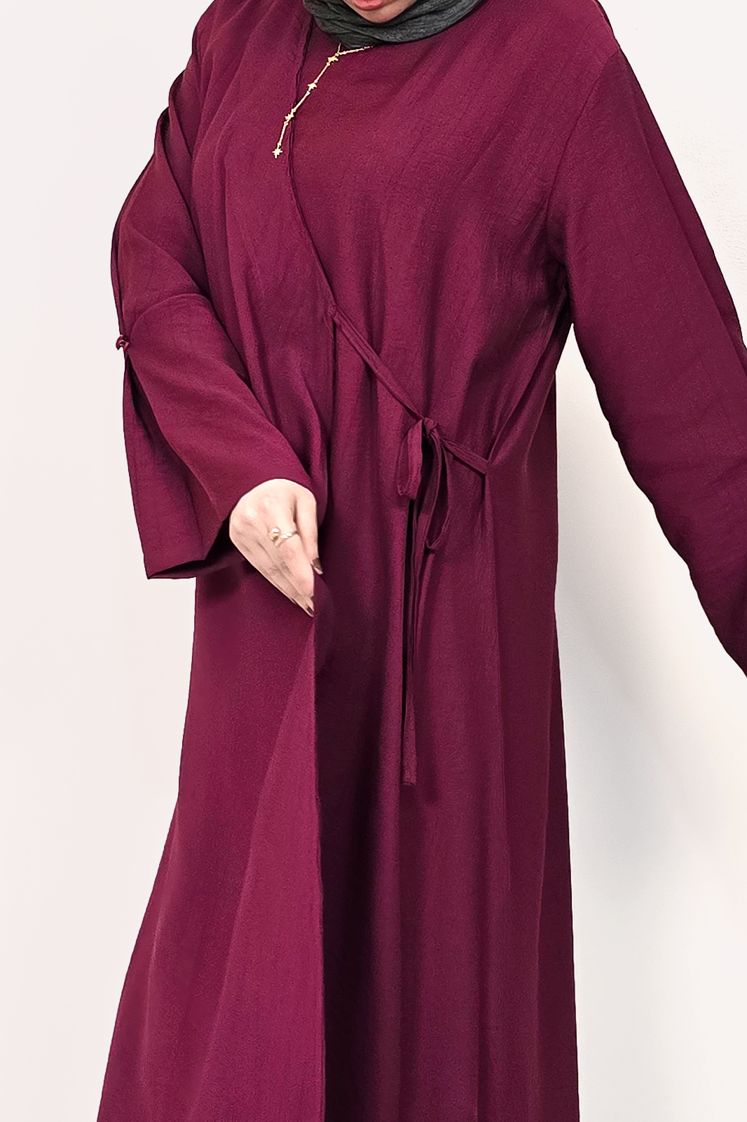 Burgundy Wrap Abaya