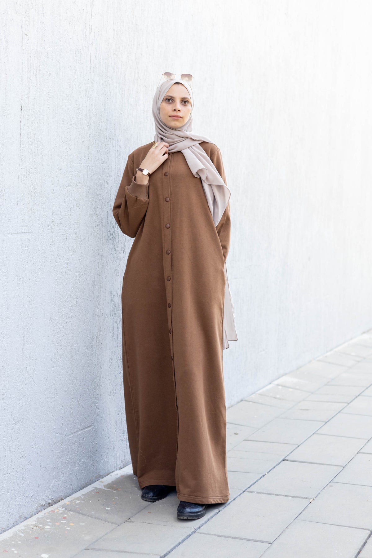 Chocolate Milk Cotton-Melton Dress  Rawaah