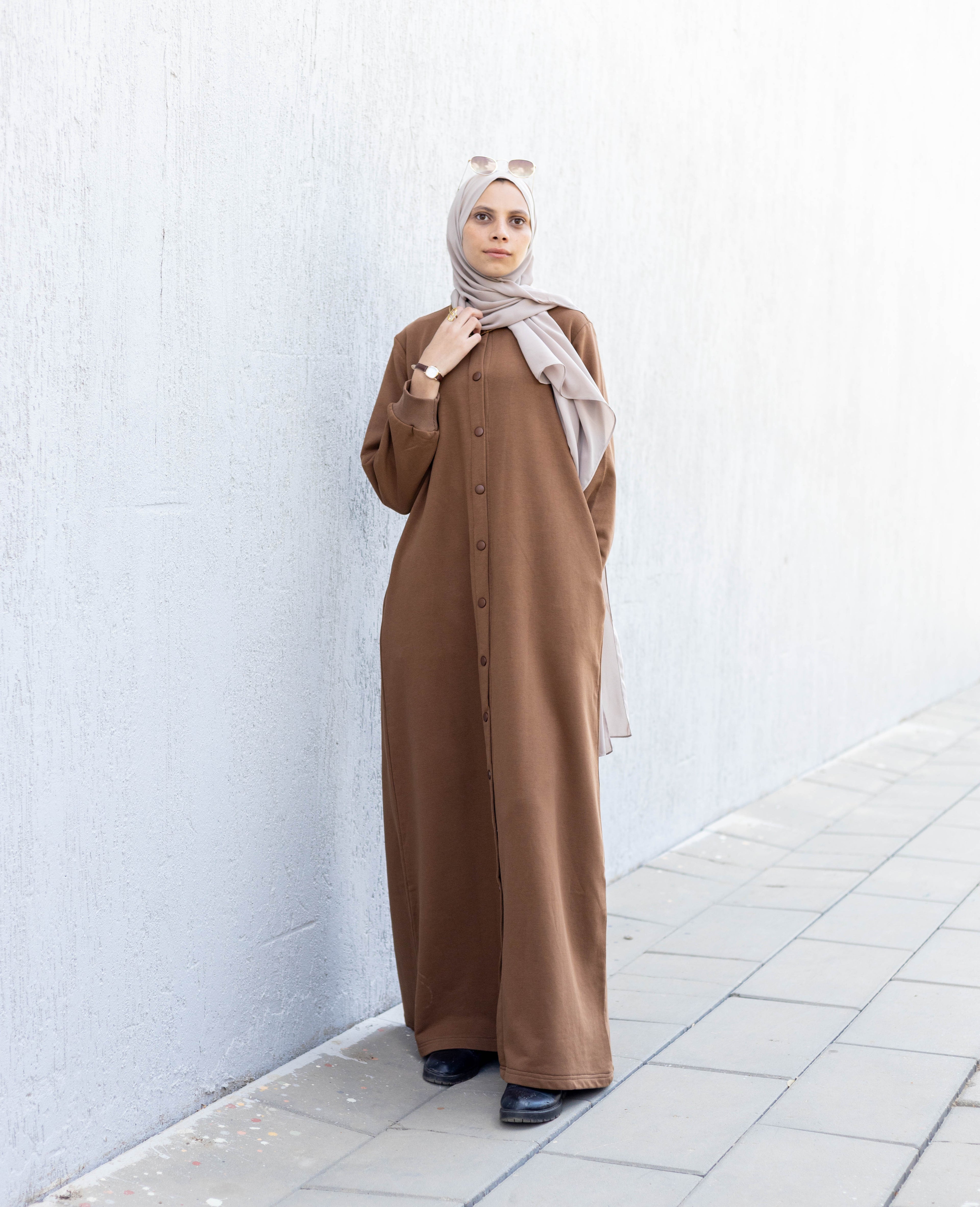 Chocolate Milk Cotton-Melton Dress