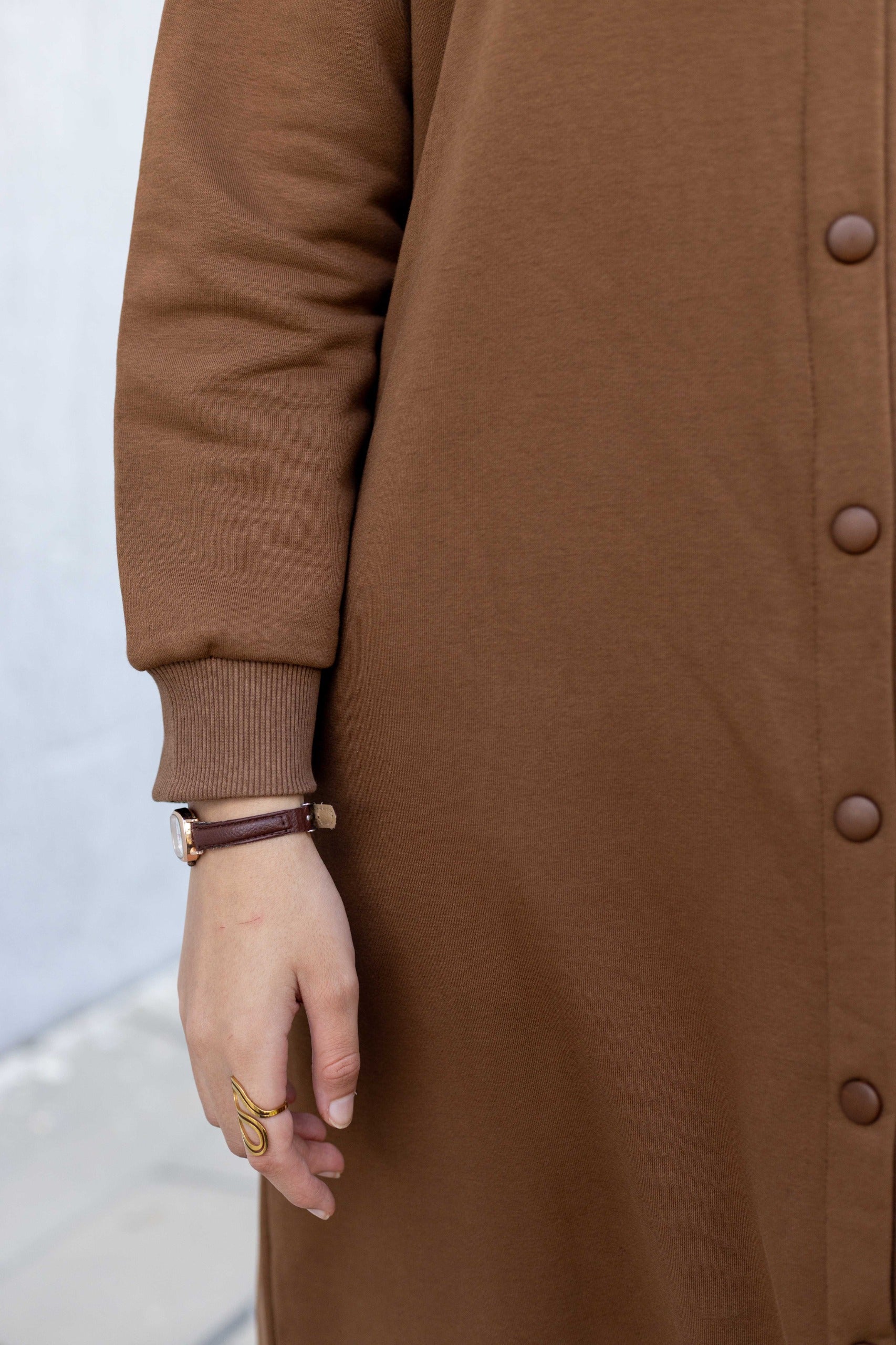 Chocolate Milk Cotton-Melton Dress
